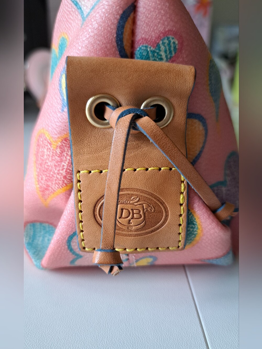 Vintage Dooney & Bourke Crayon Hearts Tiny Tassel Tote - Picture 9 of 16